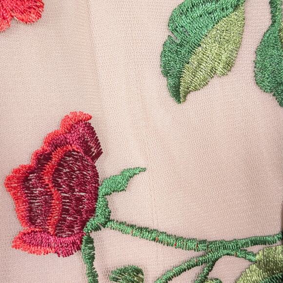 L'Atiste Nude Rose Embroidered Mermaid Maxi Dress Long Sleeve size Small - Picture 7 of 8